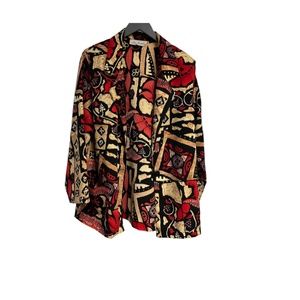 Lisa Joseph Abstract Multicolored -  Oversized Button Pocket Blazer